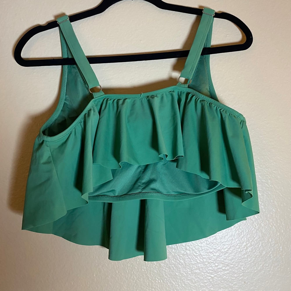 Cupshe Green Swim Top Flounce Adjustable Straps Tankini 2X - Picture 4 of 8